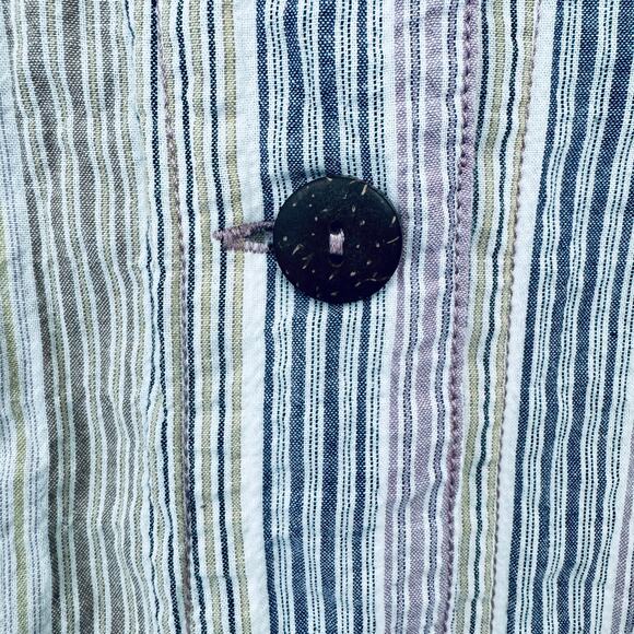 Free People Womens High Tide Button Top Shirt Size M Cotton Blend Stripe Pastel - Picture 5 of 8